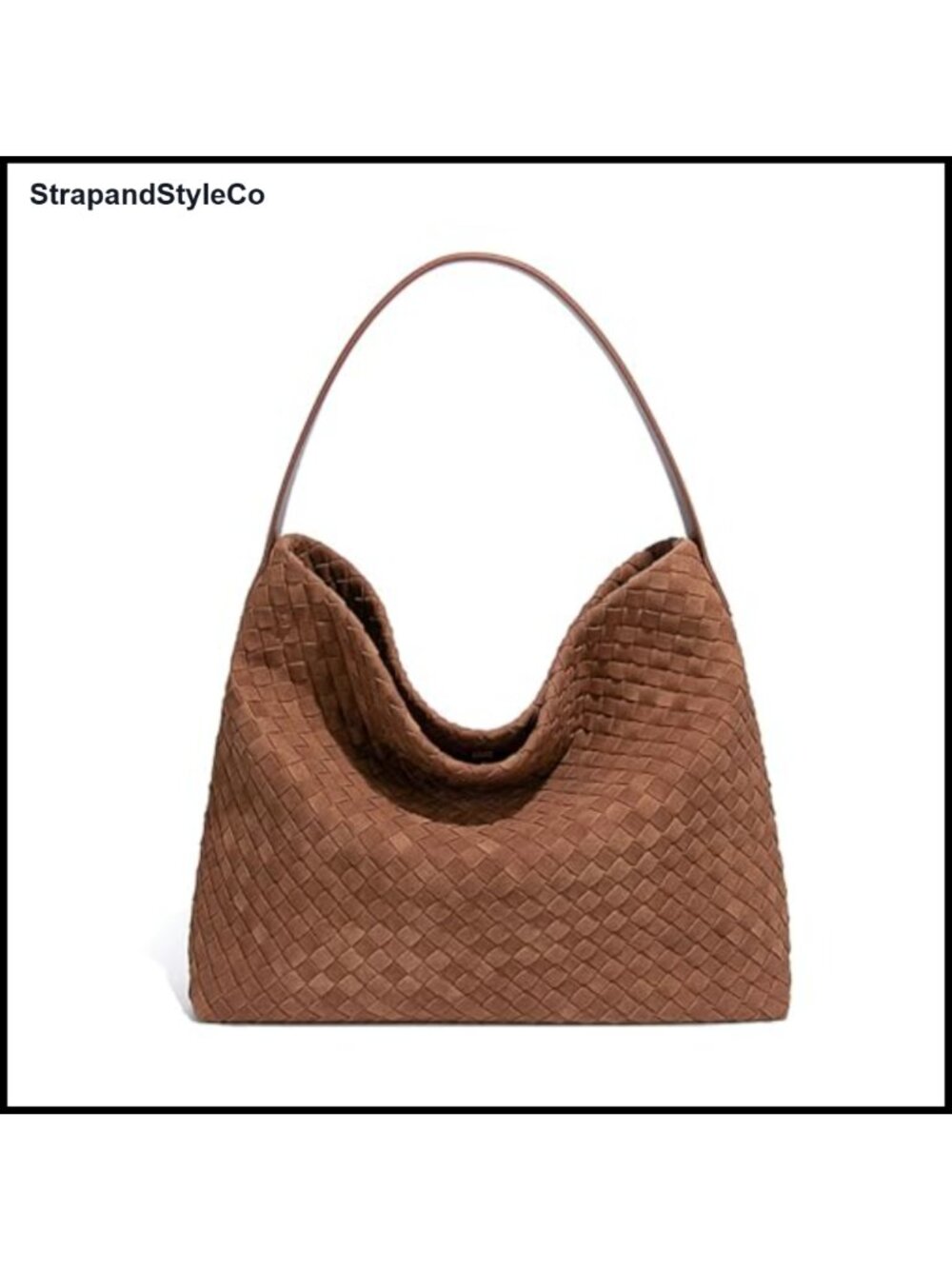 Woven Suede Hobo Crossbody Tote Bag with Leather Handle
